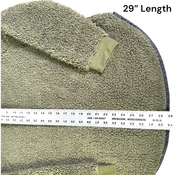 Signature Studio Army Green Fleece Sherpa Top Pullover Pockets Snap Neck Size L - Picture 12 of 12